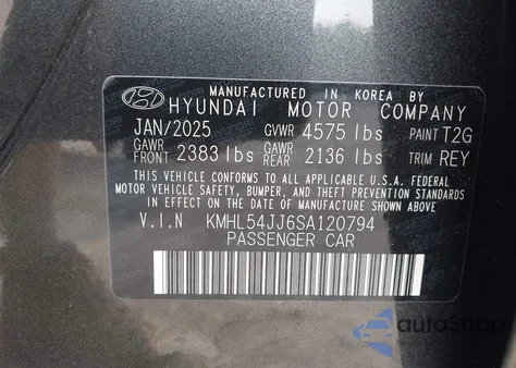 2025 Hyundai Sonata Hybrid Limited из США, поврежденный, VIN KMHL54JJ6SA120794